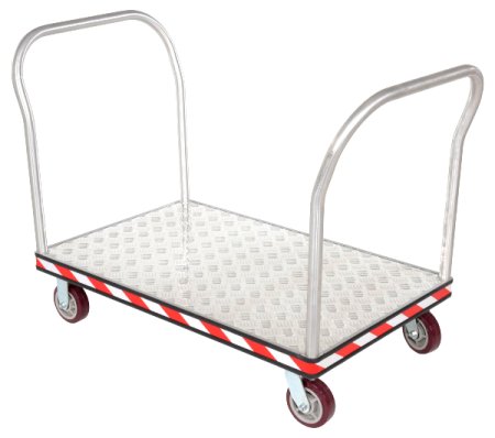  Aluminum Heavy Duty Dual Handle Tread Plate Platform Truck 24 In. x 36 In. 3600 Lb. Capacity